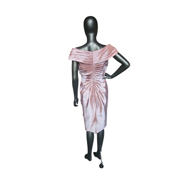 NWOT Iridescent Rose Taffeta Asymmetrical Off Shoulder Cocktail Dress - Jade - Picture 7 of 9